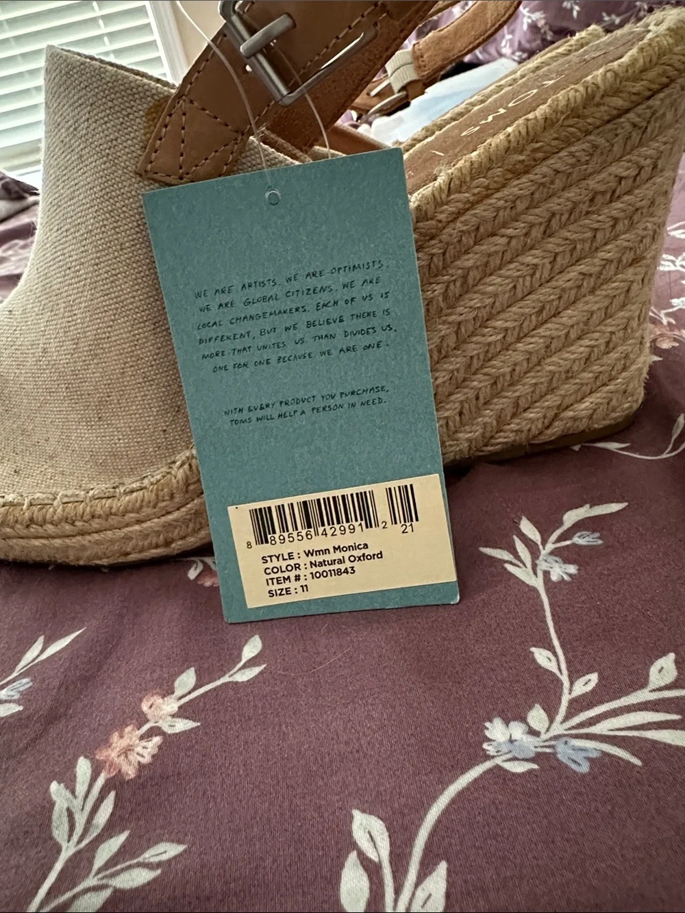 TOMS Natural Canvas Espadrille Slingback Sandals